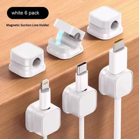 Lot de 6 pinces de rangement de câble magnétiques en gros, support de cordon sous le bureau, garde-fil de gestion des câbles