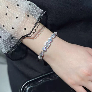 S925 Sterling Silver Plated High Carbon <b>Diamond</b> Bracelet for Women Ins Niche Design Minimalist Cold Style <b>Simulated</b> Moissanite - Product Image 4