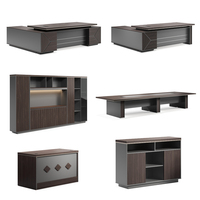 Bureau de direction moderne en forme de L avec armoire droite, panneau mélaminé écologique de qualité E1, table de bureau de luxe pour PDG et dirigeants