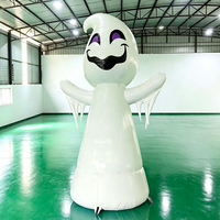 Décorations d'Halloween gonflables personnalisées pour l'extérieur, fantôme souriant à LED gonflable pour les fêtes d'enfants