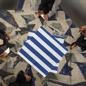 Tùy Chỉnh Dùng Một Lần 2-Ply Màu Xanh Và Trắng Sọc Giấy Khăn Ăn Đồ Uống Cocktail Túi Đám Cưới Với Màu Logo In Ấn - Product Image 2