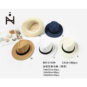 Chapeau Panama Angelina avec ceinture noire 57 58 59 cm pour hommes et femmes, accessoire de mode estival - Product Image 1