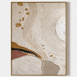 Arte Abstracto Hecho a Mano sobre Lienzo, Pintura Acrílica, Estilo Contemporáneo, Enmarcado, Decoración de Interiores, Tonos Tierra Cálidos, Formas Geométricas - Product Image 2