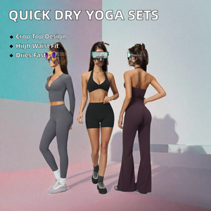 <b>Women</b> Yoga Set Flare Pants Quick Dry Seamless Fitness Workout Activewear Custom Logo - Product Image 2