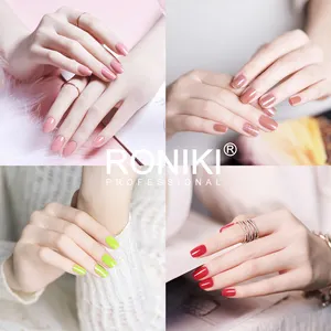 Roniki esmalte colorido de unhas em gel uv, conjunto com 60 peças/kit para manicure, base de salão de arte de unha e cobertura superior, esmalte em gel uv