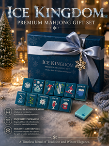 Ensemble de Mahjong américain de luxe Ice Kingdom avec tuiles en acrylique, tapis en peluche et étui portable en cuir véritable - Cadeau élégant pour les soirées jeux - Product Image 4