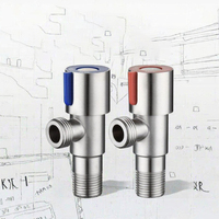 Robinet d'angle mural moderne en acier inoxydable rouge et bleu pour douche et bain, avec vanne d'arrêt d'eau, installation facile