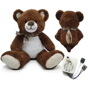 定制声音毛绒泰迪熊带口袋个人可记录毛绒15英寸会说话泰迪熊