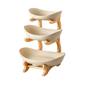Creative European Three Layer Fruit <b>Plate</b> Bamboo Wood <b>Rack</b> Household Snack Tray For Candy Dried Fruit Storage Organizer - Product Image 5