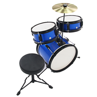 Avec trois pièces de batterie couleur-Ensemble de batterie bleu personnalisable et complet pour enfants avec tabouret et pédale