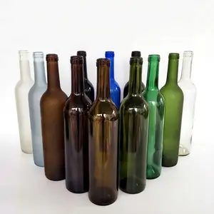 ירוק ענבר שקוף שחור 375 מ""ל 500 מ""ל 750 מ""ל בקבוק יין אדום מזכוכית עגולה עם פקק