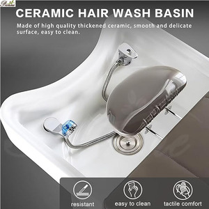 Table de beauté faciale haut de gamme avec cadre en acier inoxydable, lit de massage et de <span class=keywords><strong>shampoing</strong></span> pour spa capillaire avec bassin en céramique - Product Image 6
