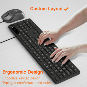 Ensemble clavier et souris filaires USB avec disposition britannique pour <span class=keywords><strong>ordinateur</strong></span> de bureau, portable, usage professionnel, domestique, bureau et <span class=keywords><strong>jeux</strong></span> - En stock - Product Image 4