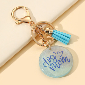 Mother's Day gift <b>keychain</b> with heart-shaped design MAMA Resin fringed <b>keychain</b> for keyring or hanging ornament Round <b>keychain</b> - Product Image 2