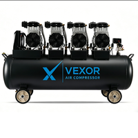 Compresseur d'air industriel Vexor 6KW/8HP professionnel silencieux, portable, monophasé 50HZ, sans huile, à piston, 200 litres