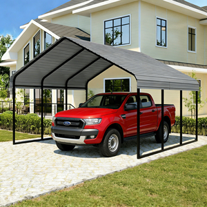 Abri de voiture extérieur en acier au carbone 10*15 pour une seule voiture, toit en tuiles d'acier coloré durable, abri de stationnement préfabriqué multi-scènes à monter soi-même - Product Image 2