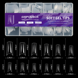 Capsules d'ongles artificiels de luxe 600 pièces en <span class=keywords><strong>gel</strong></span> souple semi-mat, formes amande, French, cercueil, couvrance totale, pour extension d'ongles - Product Image 3