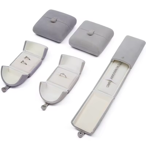 Bán Buôn Sang Trọng Nhung Hộp Đồ Trang Sức Màu Grey Giải Pháp Lưu Trữ Cho Ngọc Trai Vòng Đeo Tay Cưới Dây Chuyền Bông Tai Nhẫn - Product Image 6