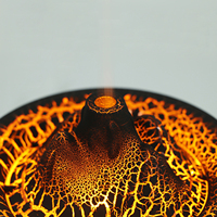 Humidificateur à vapeur chaude Crackle-Volcano de plus de 200 ml avec effet flamme pour utilisation autonome