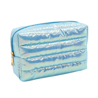 2024 Logo personnalisé hiver vers le bas coton doux léger bouffant gonflé moelleux matelassé maquillage sac cosmétique voyage maquillage pochette