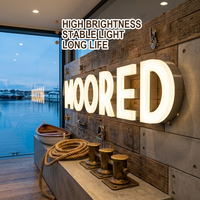 Lettres LED en gros, fabrication OEM/ODM, lettres lumineuses sur mesure en métal brossé pour comptoir et bar, lettrage LED pour bar et bar à cocktails
