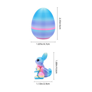 Uovo di Pasqua stampato in 3D, coniglietto giocattolo 2.35in x 1.87in, decorazione in plastica per bambini, decorazione pasquale - Product Image 1
