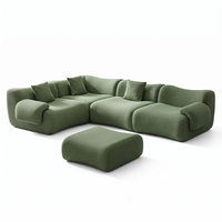 Canapé modulaire en chenille convertible moderne en forme de L avec assise profonde et ottoman pour salon