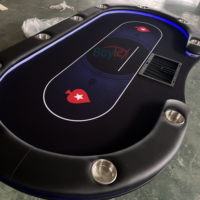 Table de poker de luxe de haute qualité, table de casino personnalisée pour 10 personnes, table de poker professionnelle Texas Hold'em avec porte-gobelets