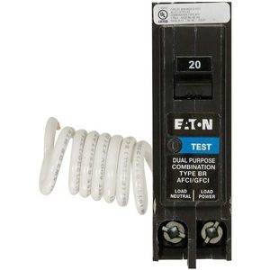 เบรกเกอร์วงจรเดี่ยวแบบ Eaton Type Br 15 แอมป์ AFCI GFCI ปุ่มทดสอบแบบรวมสองฟังก์ชัน - Product Image 1