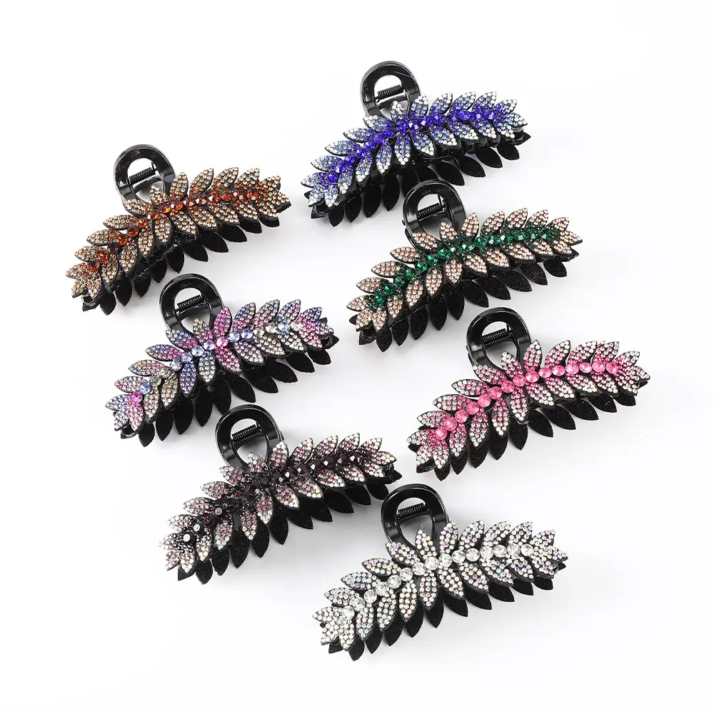 Wholesale Retro Crystal Bow Headband Rhinestone Hair Claws Clips for High Ponytail Bohemia Chinese Hair Claw Clips Suppliers