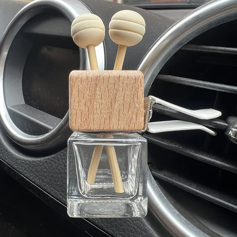Essential Oil Diffuser Car Perfume Bottle With Clips, Aromatherapy Car Air Freshener, promotional gift perfume glass bottle