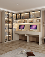 Bibliothèque Moderne Personnalisée Écologique en Bois Durable avec Bureau Intégré – Design Gain de Place pour Chambre et Salon