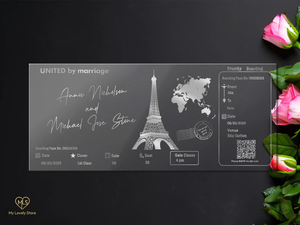 Design unico carta d'imbarco <span class=keywords><strong>torre</strong></span> <span class=keywords><strong>Eiffel</strong></span> destinazione parigi San Francisco ponte in lamina d'oro matrimonio in acrilico inviti passaporto - Product Image 3