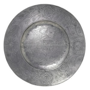 Gravure Design Plaque de charge décorative en argent Forme ronde Plaque de charge en argent Forme ronde Design moderne - Product Image 1