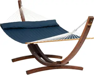 Wooden Hammock Stand & Stone Stripe Hammock Stand with Spreader Bar Hammock for All Weather