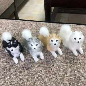 Hecho a mano sin relleno realista felpa piel Husky perro tumbado modelo alivio del estrés accesorio perro estatuilla para Linda decoración de escritorio - Product Image 3