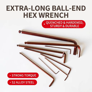Extra Long Ball End Hex Wrench <b>Set</b> S2 Alloy Steel Quenched Hardened Industrial Maintenance Professional <b>Hand</b> <b>Tool</b> Kit - Product Image 2