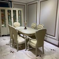 Ensemble de table à manger ovale 6 places en bois, style minimaliste français, durable, avec chaises assorties pour la salle à manger