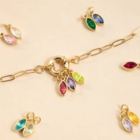 Colgante de Piedra de Nacimiento con Certificación CE, Chapado en Oro de 18K, Collar de Cobre, Accesorios DIY, Zirconia Ovalada de Colores