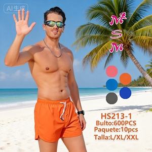 Traje de Baño para Hombre de Secado Rápido, Cintura Media con Cordón, Color Naranja Sólido, Shorts de Baño 100% Poliéster Tejido, Ropa de Baño Informal - Product Image 4