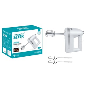 Batteur électrique Winning Star 200W 5 vitesses avec fouet et crochet pétrisseur pour la pâtisserie et le mélange - Product Image 1