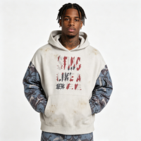 Sweat à capuche unisexe en tricot imprimé camouflage patchwork, streetwear, design de créateur, sweats à capuche pour hommes, surdimensionnés personnalisés
