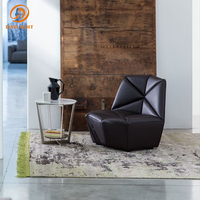 Fauteuil d'appoint géométrique moderne, fauteuil rembourré en cuir avec base en étoile pour salon et chambre à coucher