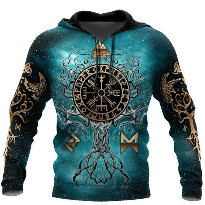High quality men's viking 3d hoodie custom autumn samurai hoodie men's sweaters jacket