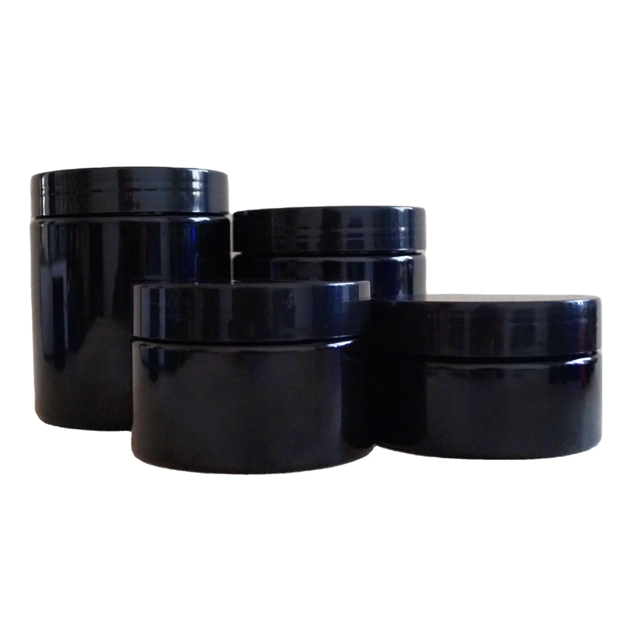 Hot sale empty large plastic cosmetic container 500g pet jar black with lids