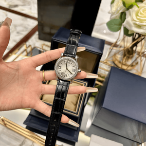 Luxury Ladies Watch Diamond Paved Bezel Roman Numeral Dial Date Window <b>Floating</b> Crystal Accent Elegant Wristwatch - Product Image 2