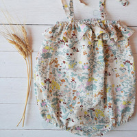 Salopette personnalisée pour bébés et jeunes enfants, style boutique estivale, adorable, de haute qualité, motif floral, rétro, pour petites filles nouveau-nées