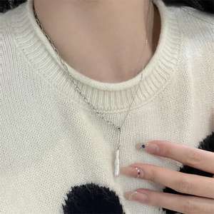 Collier de style AB en gros de Zhizhen, simple, petit, haut de gamme, en forme de Y, perle baroque avec réglage de précision, argent pur - Product Image 2