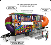 Remorque de terrain de jeu mobile intérieur personnalisée avec trampoline, piscine à balles et toboggan en spirale - Centre de jeux souple portable pour la location événementielle