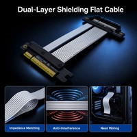 Kabel Riser PCIe5.0 X8 32GB/s Kabel Ekstensi Kecepatan Tinggi untuk Kartu Komputasi AI GPU, Adaptor PCI-E5.0 X8 ke X8 untuk Rig Penambangan Server